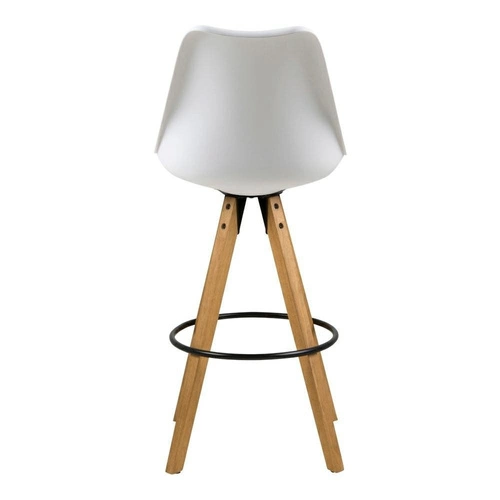 Barová židle Dima Actona bílá s opěrkou, dřevěné nohy, moderní do kuchyně a k ostrůvku 75 cm