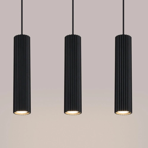 Závěsné svítidlo KARBON 3L černé nastavitelné do obýváku a jídelny moderní hliník