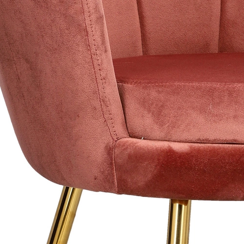 Sametová jídelní židle ve tvaru mušle Florencja Intesi růžová se zlatými nohami do obýváku a ke kosmetickému stolku