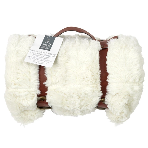 Chlupatá deka 120x150cm bílá s rukojetí