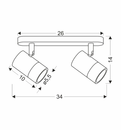 Stropní svítidlo Tobi strip bílé 2x15W GU10 difuzor bílý+zlatý