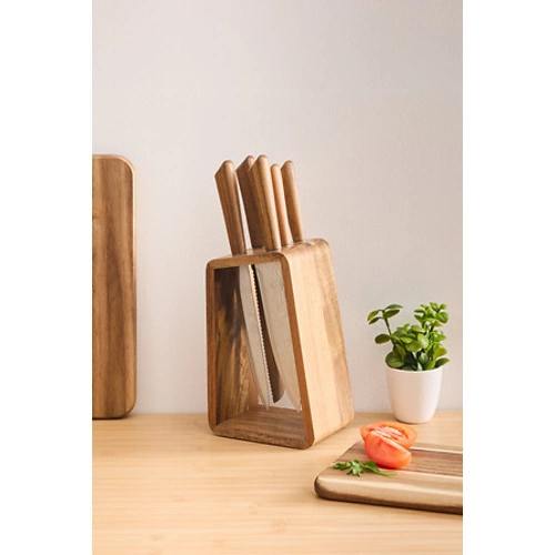 5five simply smart sada kuchyňských nožů z akáciového dřeva na chléb a zeleninu