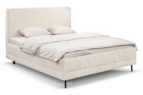 Čalouněná postel Foggy 140x200 béžová s úložným prostorem skandinávská do ložnice