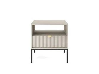 Noční stolek Delicious 54 cm s drážkovaným povrchem v barvě kašmíru s černými nohami Intesi – moderní design do ložnice