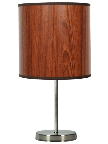 Noční lampička do ložnice Timber dub klasická se stínidlem skandinávská stolní lampa 41 cm