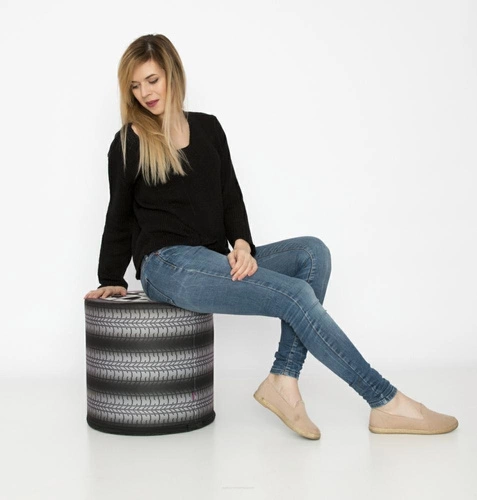 Zahradní kulatý puf Raptor Intesi voděodolný moderní na zahradu terasu balkon 40 cm