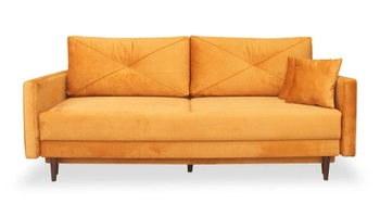 Rozkládací pohovka se spací funkcí Saxo dvoumístná do obýváku moderní žlutá s úložným prostorem