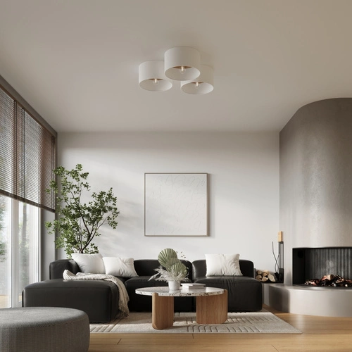 Stropní svítidlo TELESTO bílý dřevěný kulatý skandinávský do obýváku a ložnice 35 cm