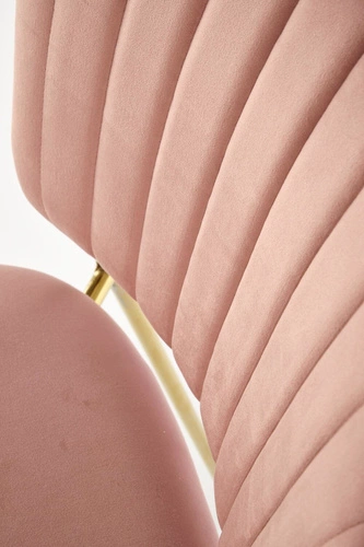 Sametová jídelní židle Rachel růžová na zlatých nohách moderní