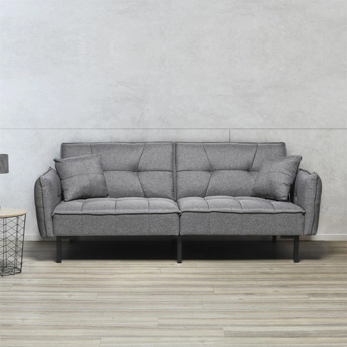 Rozkládací pohovka Lurif šedá s funkcí spaní do obývacího pokoje, moderní, kompaktní, na vysokých nohách Intesi