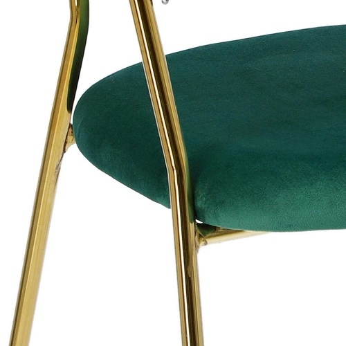 Jídelní židle Margo Intesi zelená čalouněná sametová glamour s područkami na zlatých nohách