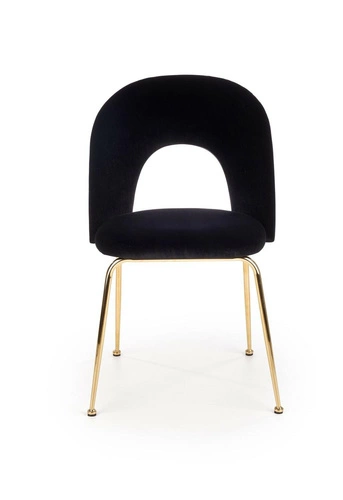 Čalouněná sametová židle Solin černá se zlatými nohami glamour do jídelny a obývacího pokoje Intesi