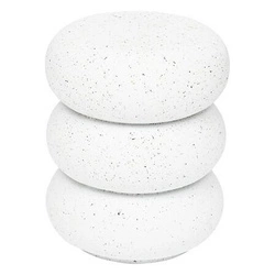 Atmosphera Stonento bílý kulatý odkládací stolek do obýváku ve stylu japandi 35x35 cm