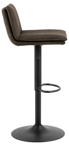 Barová židle Flynn s opěrkou, čalouněná, antracitová, výškově nastavitelná, otočná, moderní do kuchyně Actona