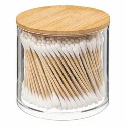 Organizér na kosmetiku Selena průhledný s bambusovým víkem do koupelny 5five simply smart