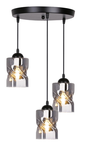 Felis závěsná lampa deska černá 3x60W E27 kouřové stínítko
