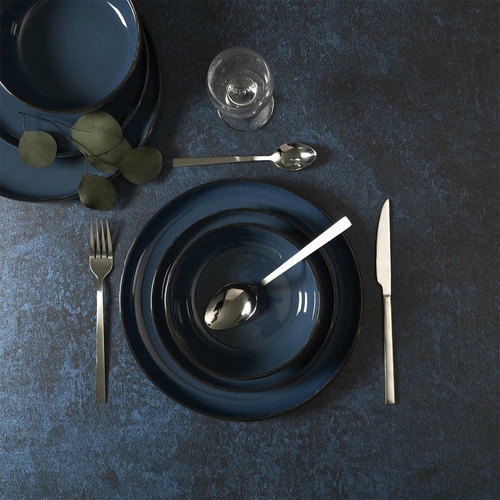 Moderní modrá jídelní sada Temp pro 4 osoby do jídelny