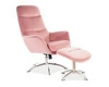Relaxační křeslo ušák Elena s podnožkou samet růžový do obýváku moderní Intesi