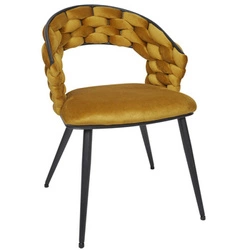 Čalouněná sametová židle Sawyer hořčicová s područkami do jídelny a obývacího pokoje Intesi