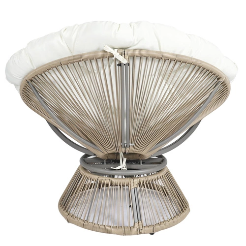 Relaxační otočné křeslo Nucan do obýváku a na terasu boho ratanové s polštářem bílé