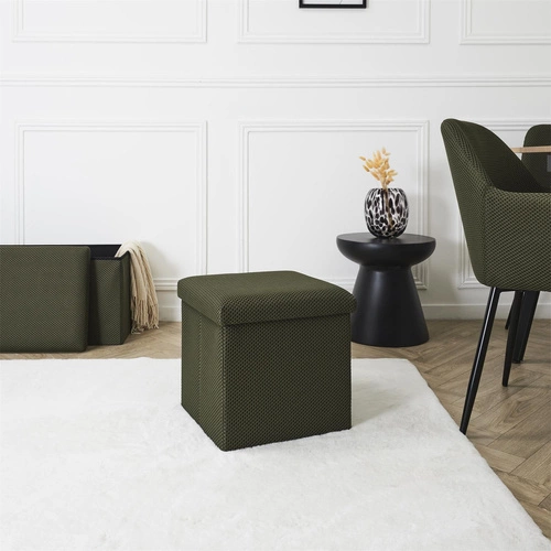 Skládací taburet s úložným prostorem Vels Atom Intesi čtvercový moderní do předsíně khaki 38x38 cm