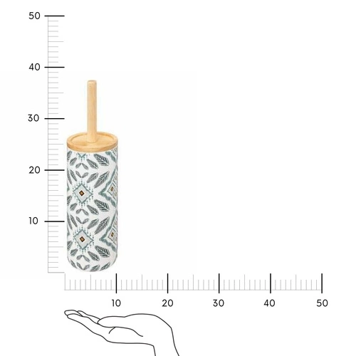 WC kartáč Hapache dolomitový boho do koupelny bílý s dřevěným víkem
