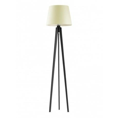 Stojací lampa do obýváku Curacao moderní dřevěná s ecru stínidlem Lysne 158 cm