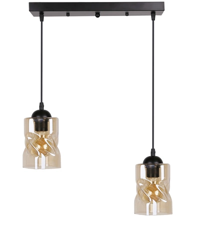 Závěsná lampa Felis černá 2x60W E27 jantarové stínítko