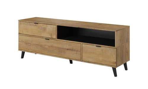 TV stolek dřevěný 160 cm Kastor dub černý moderní se zásuvkami do obýváku