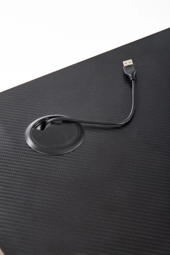 Herní stůl Zap černo-červený moderní s LED osvětlením do studentského pokoje