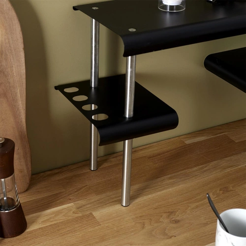 Kuchyňská stojací police na koření a doplňky Angle černá kovová moderní Intesi