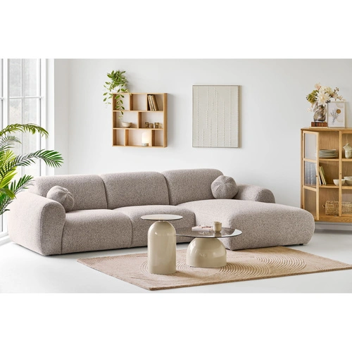 Konferenční stolek Ravello kulatý skleněný moderní šedo‑béžový 70 cm