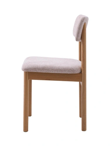 Čalouněná jídelní židle Canora písková s dubovými nohami