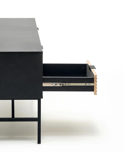 TV stolek Nihala 150 cm loftový černý dřevěný dub artisan se zásuvkami do obýváku