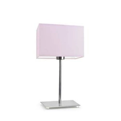Noční lampička do ložnice AMALFI moderní se stínidlem světle růžová na chromované konstrukci