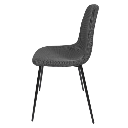 Čalouněná jídelní židle Pori šedá, moderní na černých kovových nohách do jídelny a kuchyně Intesi