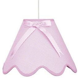 Moderní závěsné svítidlo Lola růžové z látky do dětského pokoje s mašlí 40 cm