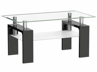 Konferenční stolek Ziba skleněný obdélníkový s policí černý moderní do obýváku 110x60 cm