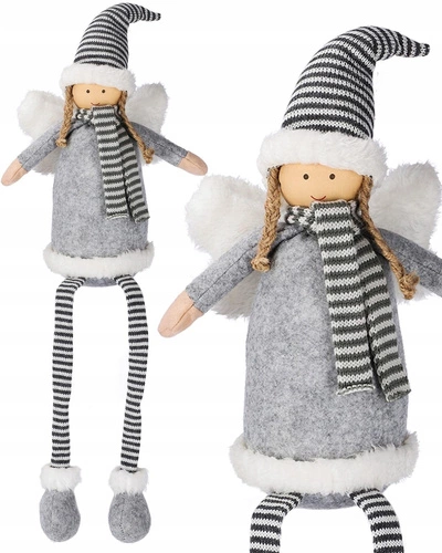 Figurka anděla se zavěšenýma nohama šedá