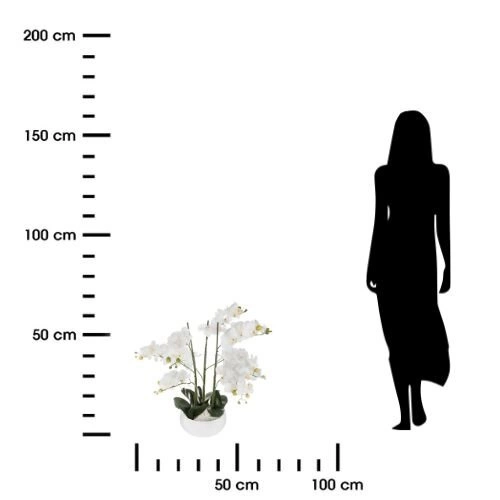 Atmosphera umělá orchidej jako živá v bílé moderní květináči do obýváku 65 cm