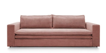 Rozkládací pohovka na spaní Ulnes růžový manšestr 3místná do obýváku s úložným prostorem