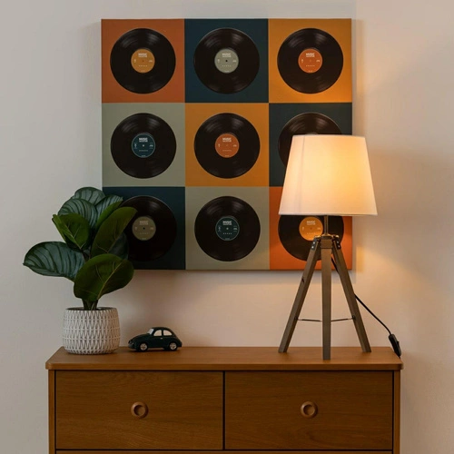 Bílá stojací lampa Runo Atmosphera moderní dřevěná do obýváku a ložnice se stínidlem