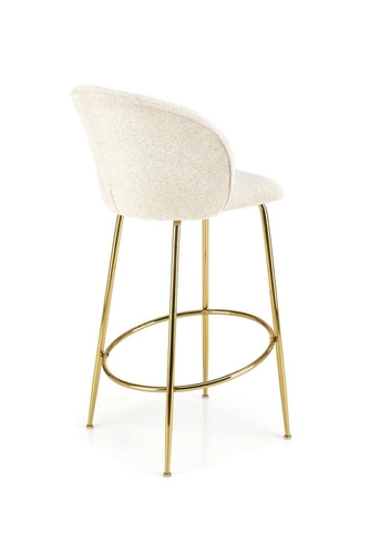 Barová židle Paloma krémová s opěrkou glamour na zlatých nohách do kuchyně a jídelny 75 cm