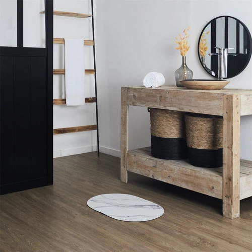 Koupelnová předložka Marble Intesi oválná bílý mramor extra savá mikrovlákno 40x60 cm