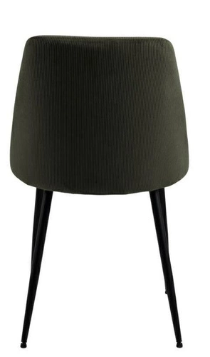 Čalouněná jídelní židle Ines zelená moderní na černých kovových nohách Actona