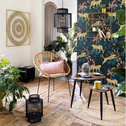 Ratanové relaxační křeslo Keko Atmosphera boho do obýváku na kovových nohách