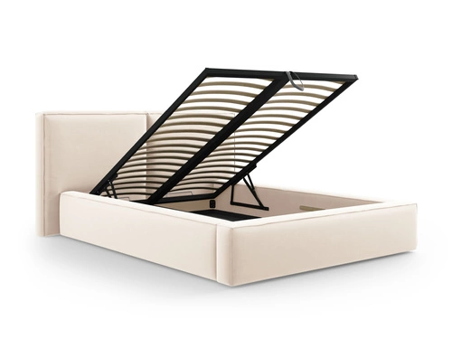 Čalouněná postel Jodie II 180x200 béžová sametová s úložným prostorem do ložnice glamour
