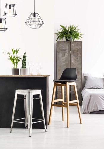 Barová židle Paris 75 cm modrá kovová bez opěradla industriální do kuchyně inspirovaná Tolix D2.DESIGN