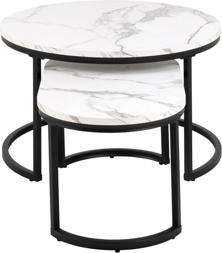 Sada konferenčních stolků Spiro oválný bílý mramor 2v1 glamour do obýváku Actona