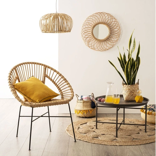 Ratanové relaxační křeslo Keko Atmosphera boho do obýváku na kovových nohách